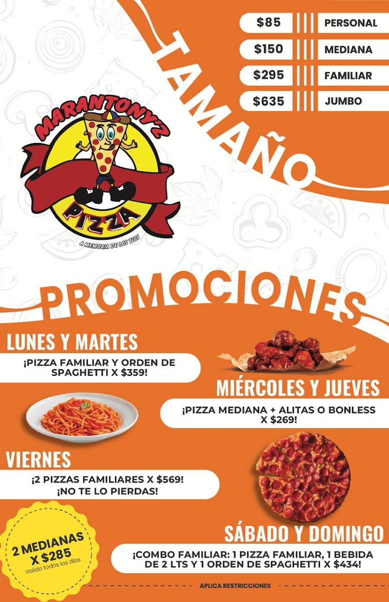 Marantony'z Pizza Menu - Image 2