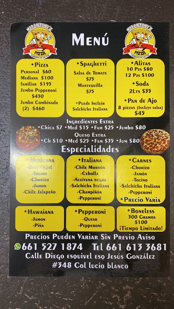 Marantony'z Pizza Menu - Image 3